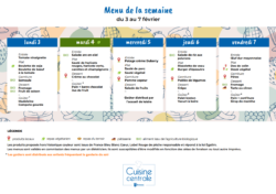 Menus du 03 au 07 février 2025