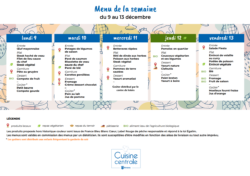 Menus du 09 au 13 décembre 2024