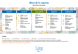 Menus du 10 au 14 mars 2025