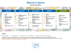 Menus du 16 au 20 juin 2025
