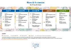Menus du 17 au 21 mars 2025