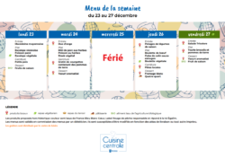 Menus du 23 au 27 décembre 2024