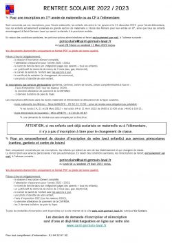 Rentrée scolaire 2022-2023
