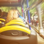 View from sightseeing bus from inside to outside. Motion. Toning. Travel Concept.